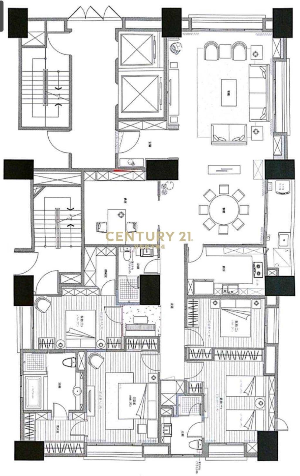 燙金中正路葛里法稀有四面採光一層一戶