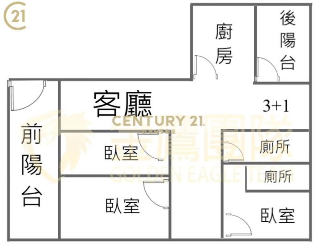 龍崗國小邊間大採光雙陽3+1房