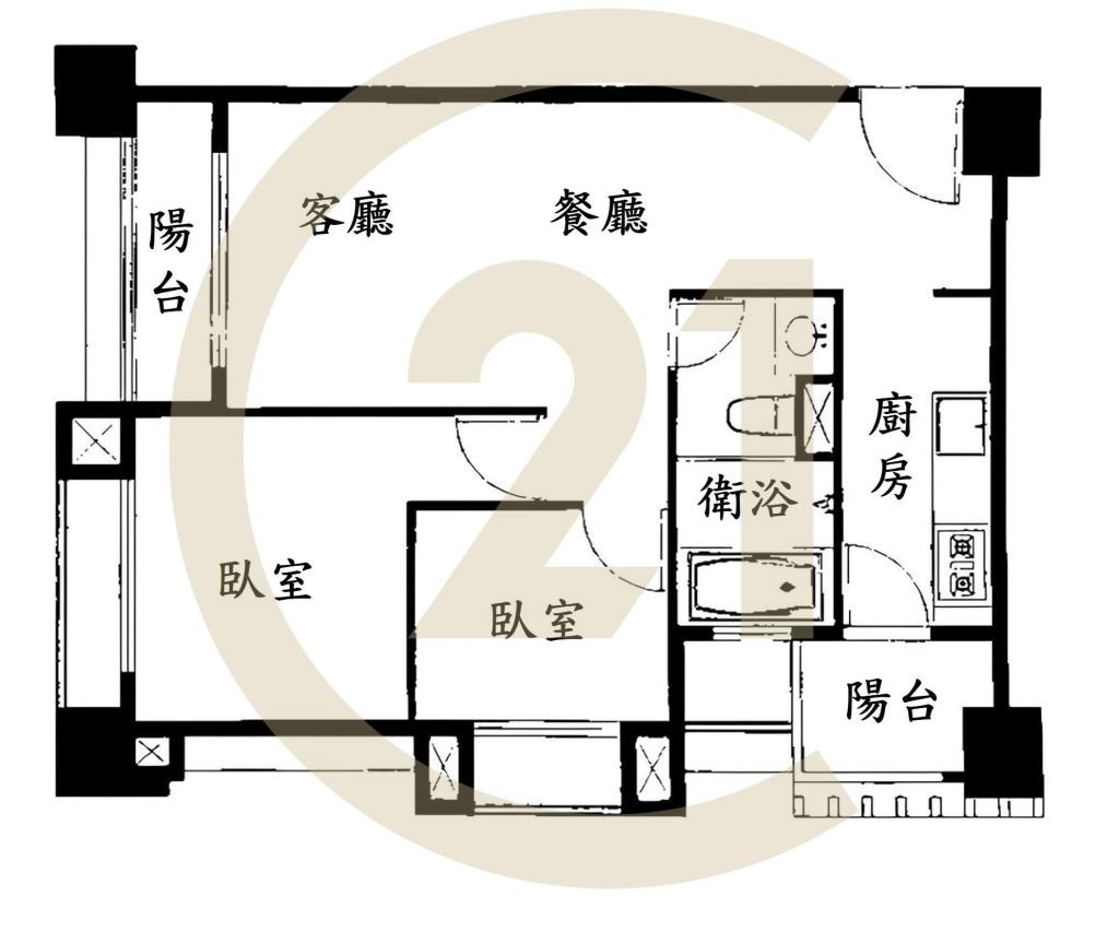 新光重劃區邊間2房平車