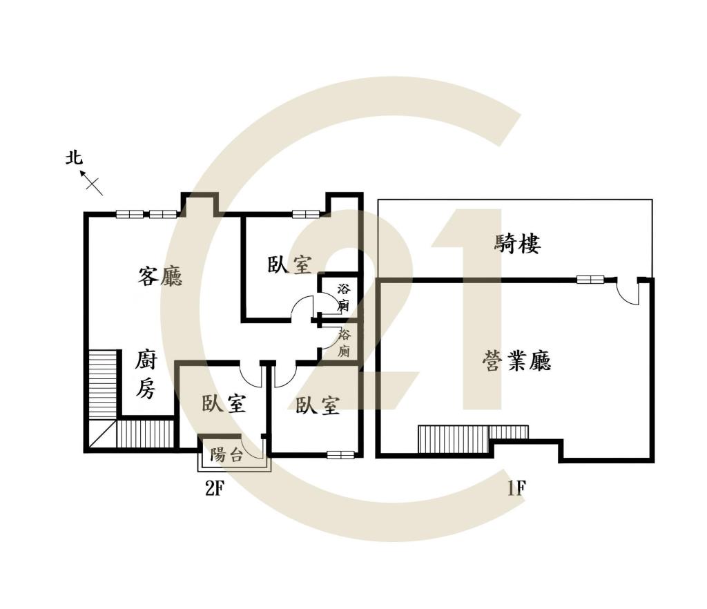 忠明南路10米大面寬1+2F樓店