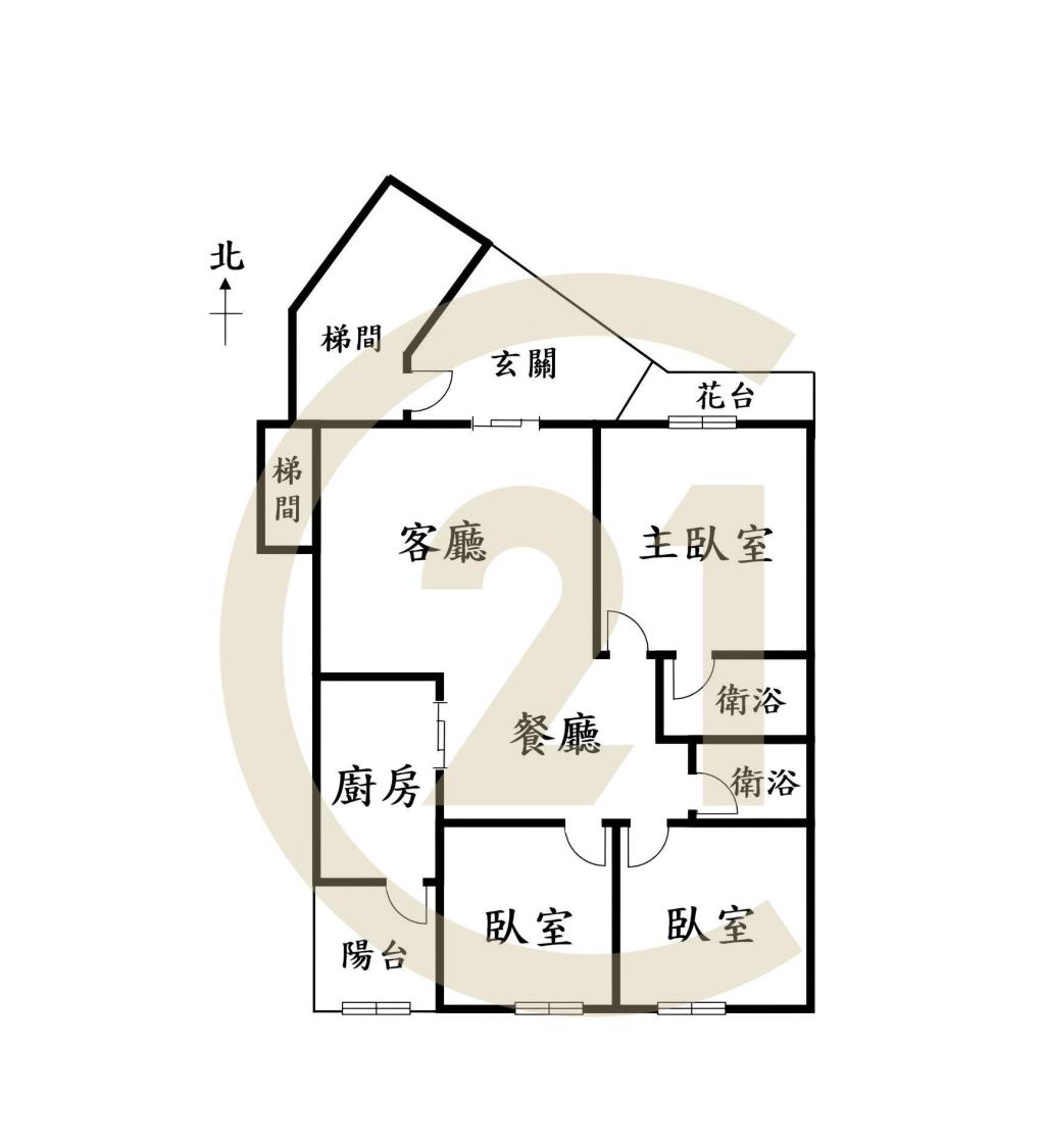 北屯捷運站旁入門玄關大三房