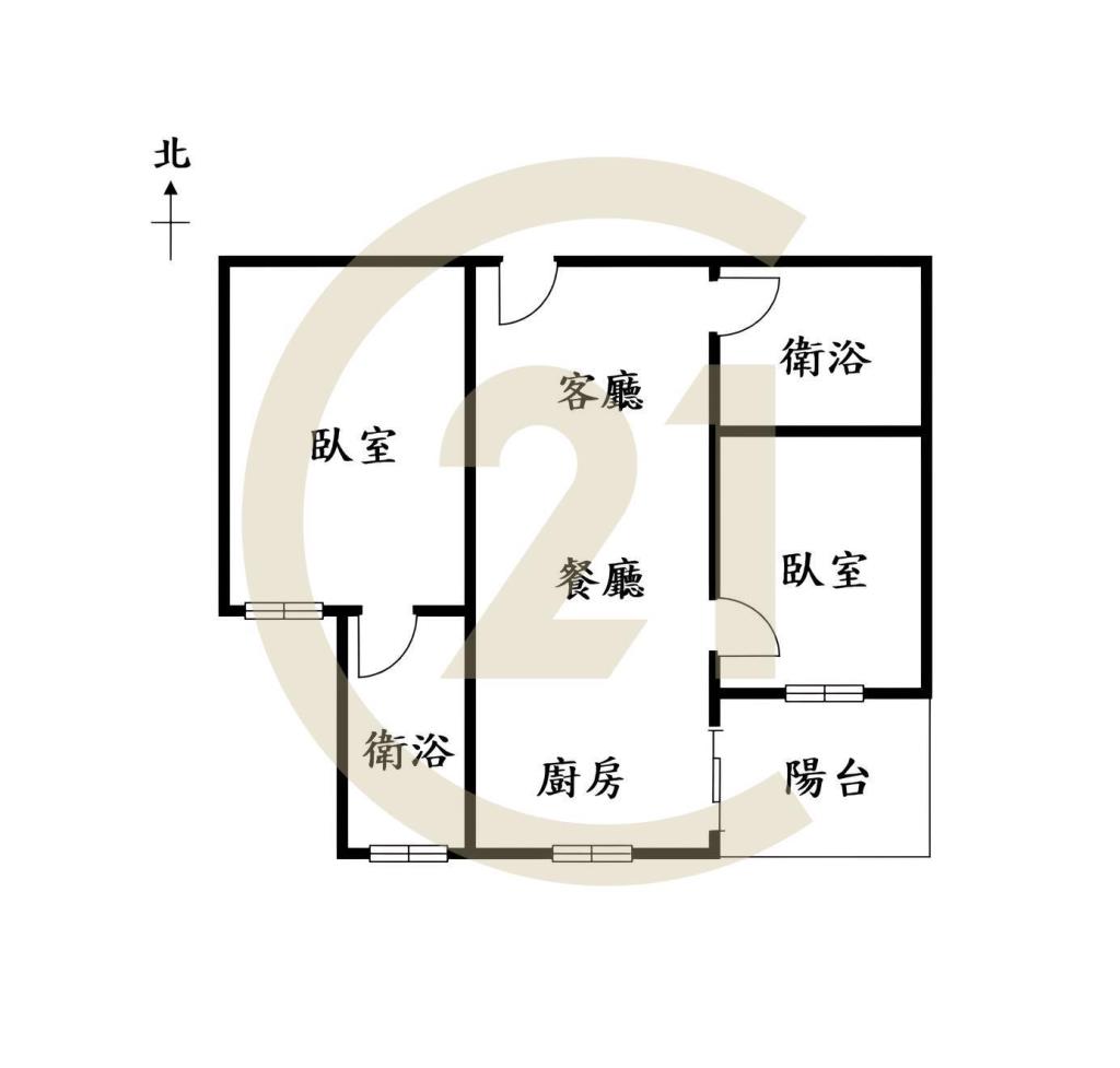 大華縱橫兩房平車面中庭樹梢戶