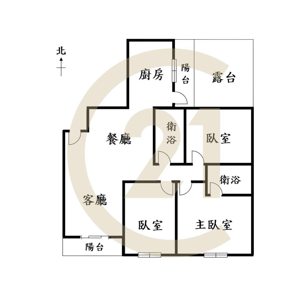 南區零公設大3房露台戶